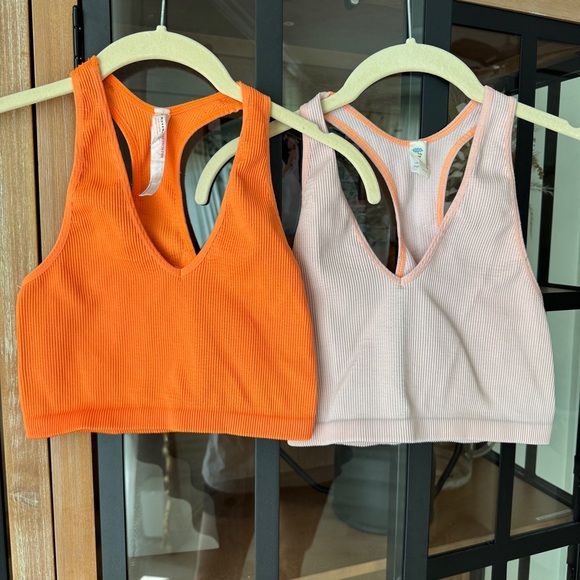 BUNDLE Free People FP Movement Free Throw Crop Tank top ribbed sports bra peach - Picture 4 of 12